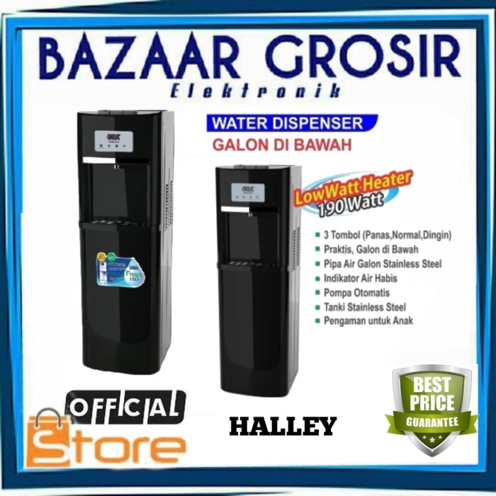 PROMO WATER DISPENSER GEA HALLEY GALON BAWAH LOWWATT HOT & COOL