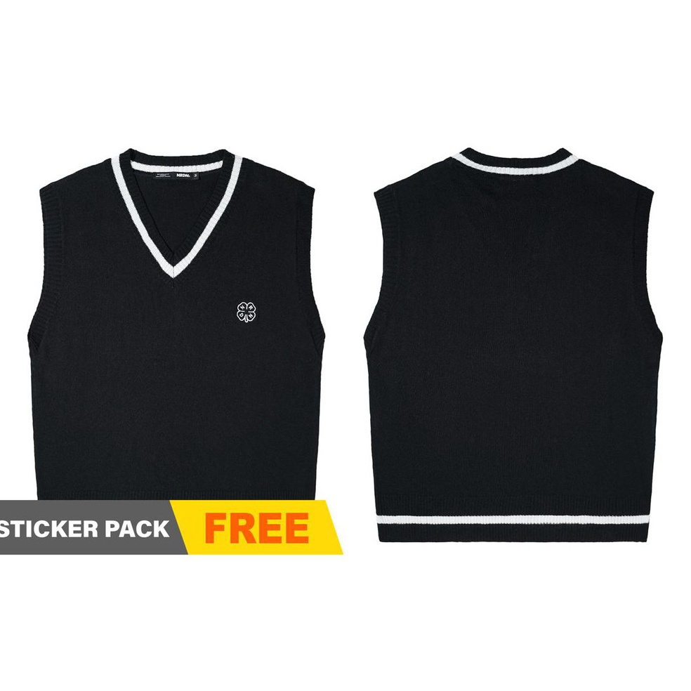 99 NRDN Clothing Sweater CLOVER VEST KNITWEAR BLACK Readystock ▔)╯