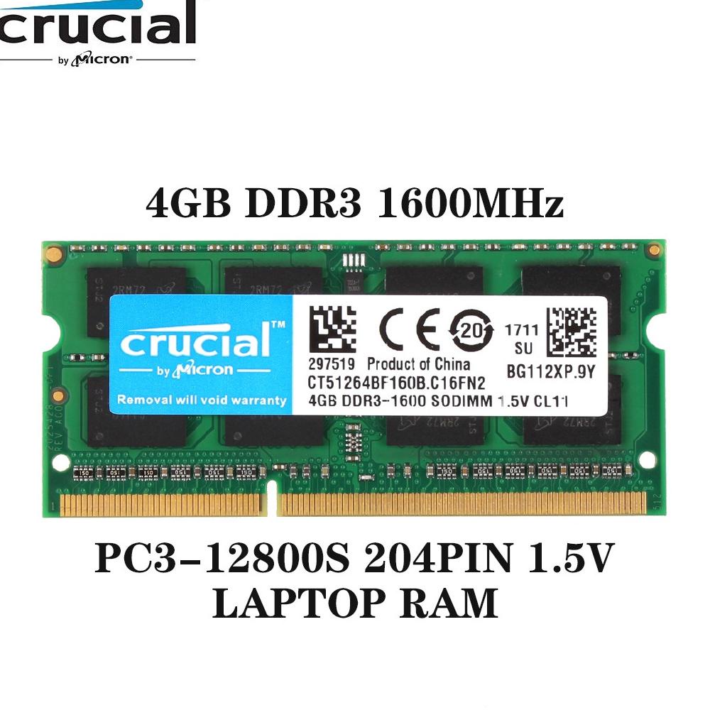 Trending [New] Crucial Laptop Ram Ddr3 4Gb 8Gb 1333/1600Mhz Sodimm Memory Pc3L-12800S 1.35V 1.5V Upd