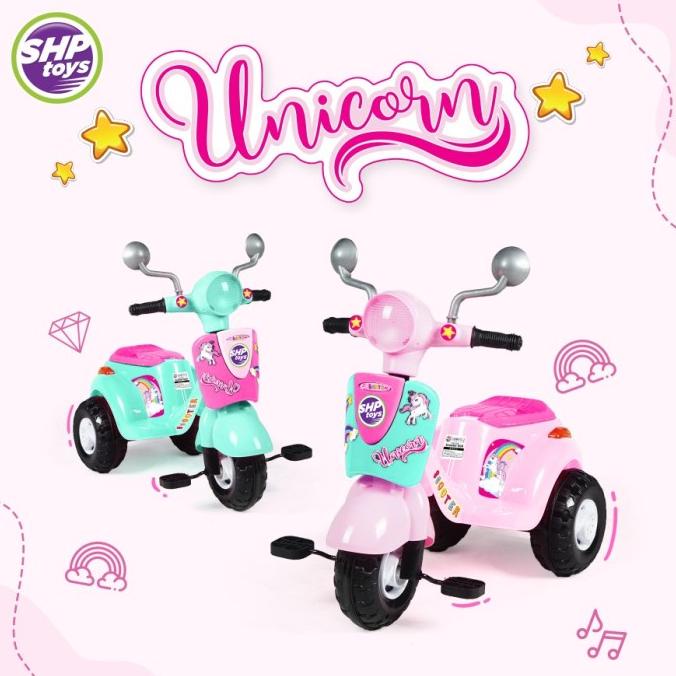 Amu Scooter 609 Shp Mainan Anak Sepeda Vespa Roda 3 Dorong Musik Bestq