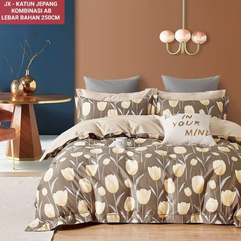 sprei katun Jepang motif bunga tulip 02 (Sabrina)