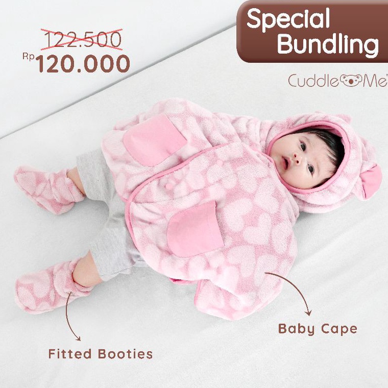Terpercaya Cuddleme Cuddle Me Paket Bundling Set Baby Cape dan Fitted Booties Bayi Jaket Mantel Anak