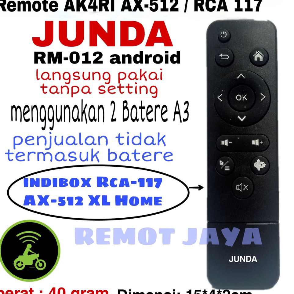 - th REMOTE AKARI AX-512 XL HOME INDIBOX RCA-117 STB SET TOP BOX JUNDA 012 SEPERTI ORIGINAL o Specia