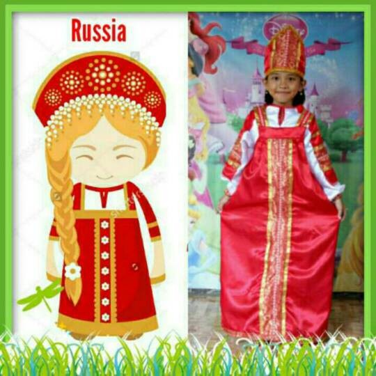 NEW Sz 8-12 Thn Kostum Negara Rusia/Baju Tradisional/Kostum Karnaval