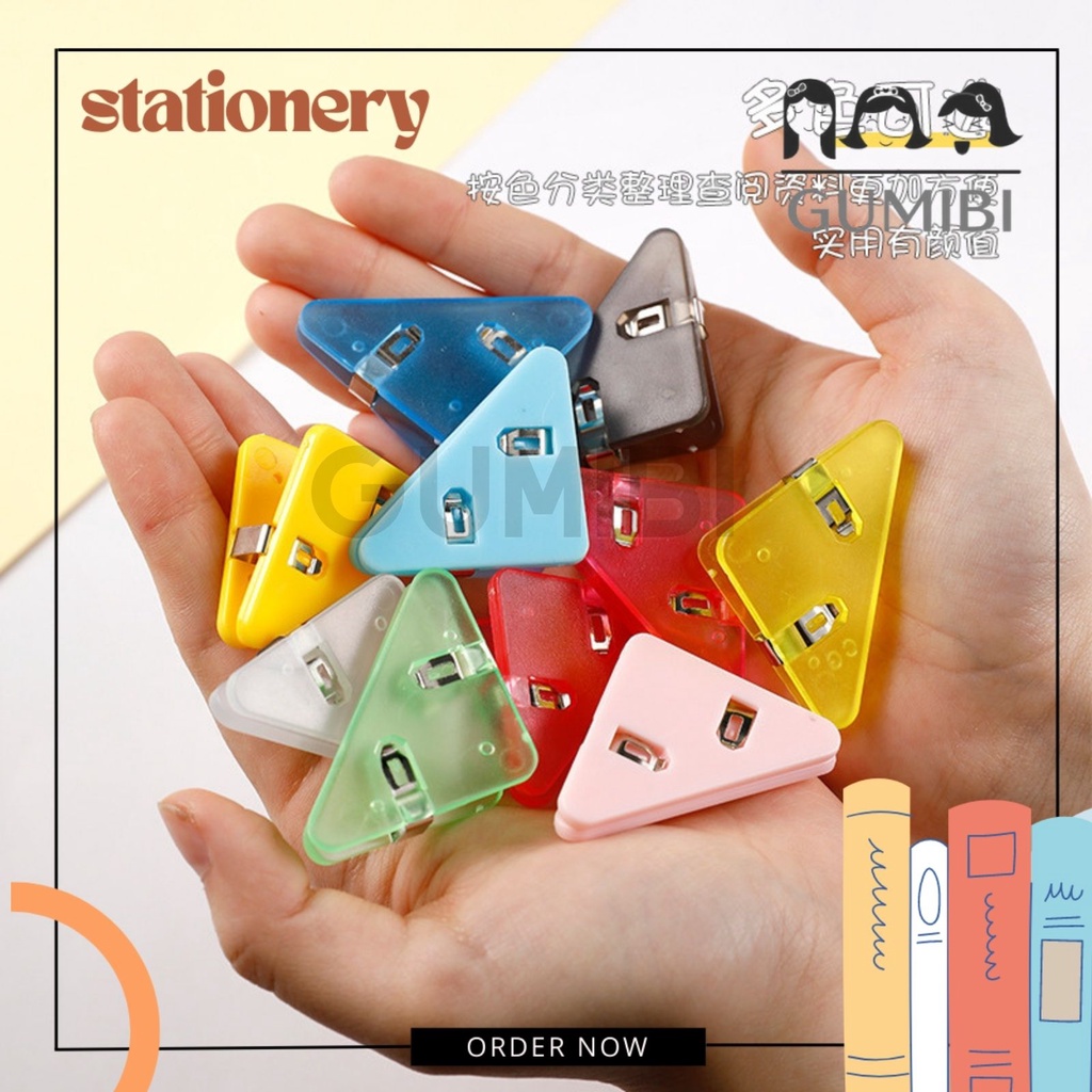 

TRIANGLE CLIP KERTAS PENJEPIT SUDUT KERTAS SOFT COLOR CORNER CLAMP UJIAN