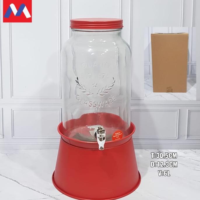 Dispenser Kaca 6 Liter/Wadah minuman/ dispenser air