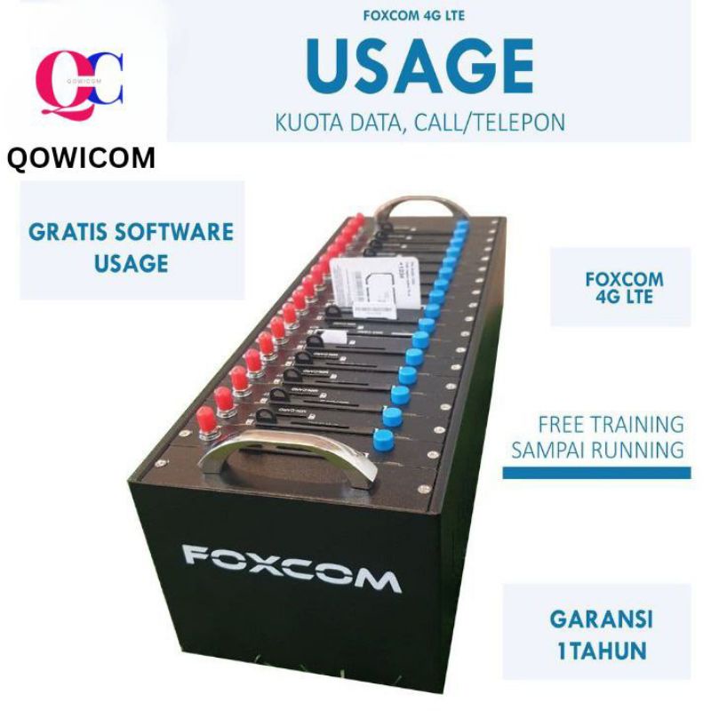 Modem Pool Foxcom 4G 16 Port Usage Used Data Kuota Internet 16 Kartu sekaligus