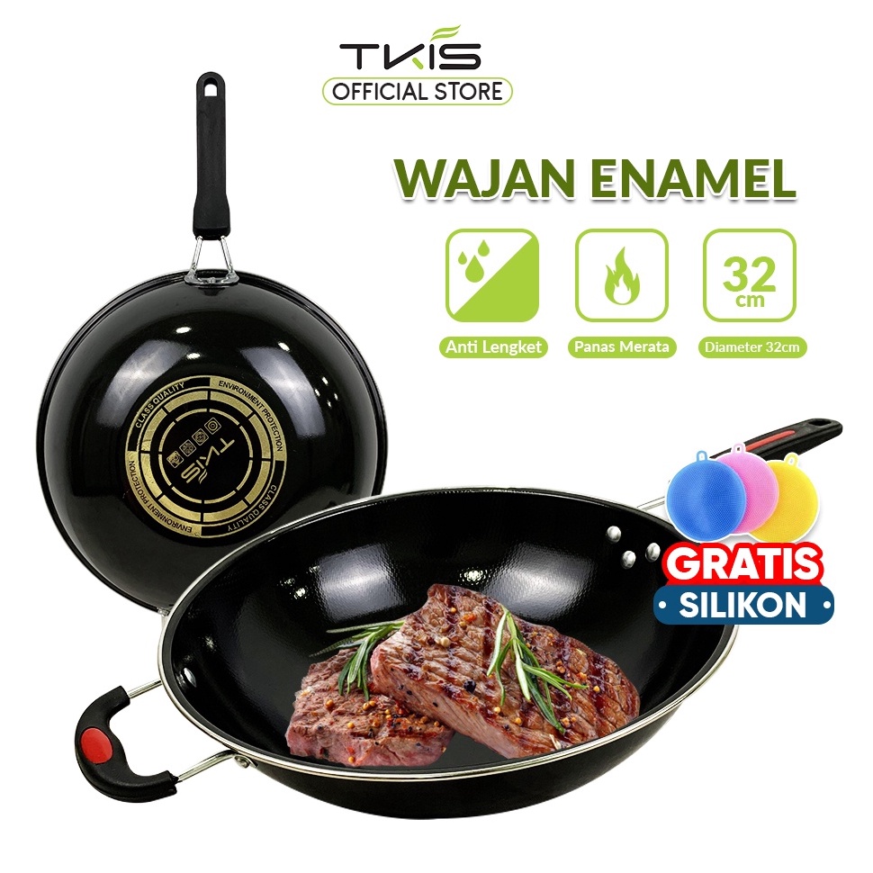 MURAH MERIAH. TKIS Wajan Penggorengan Wajan Enamel 32 Cm Panci Enamel TK-823