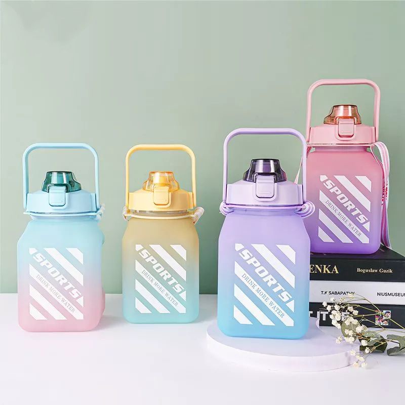 botol minum gradasi 1,5 liter / botol minum kotak / botol minum pelangi