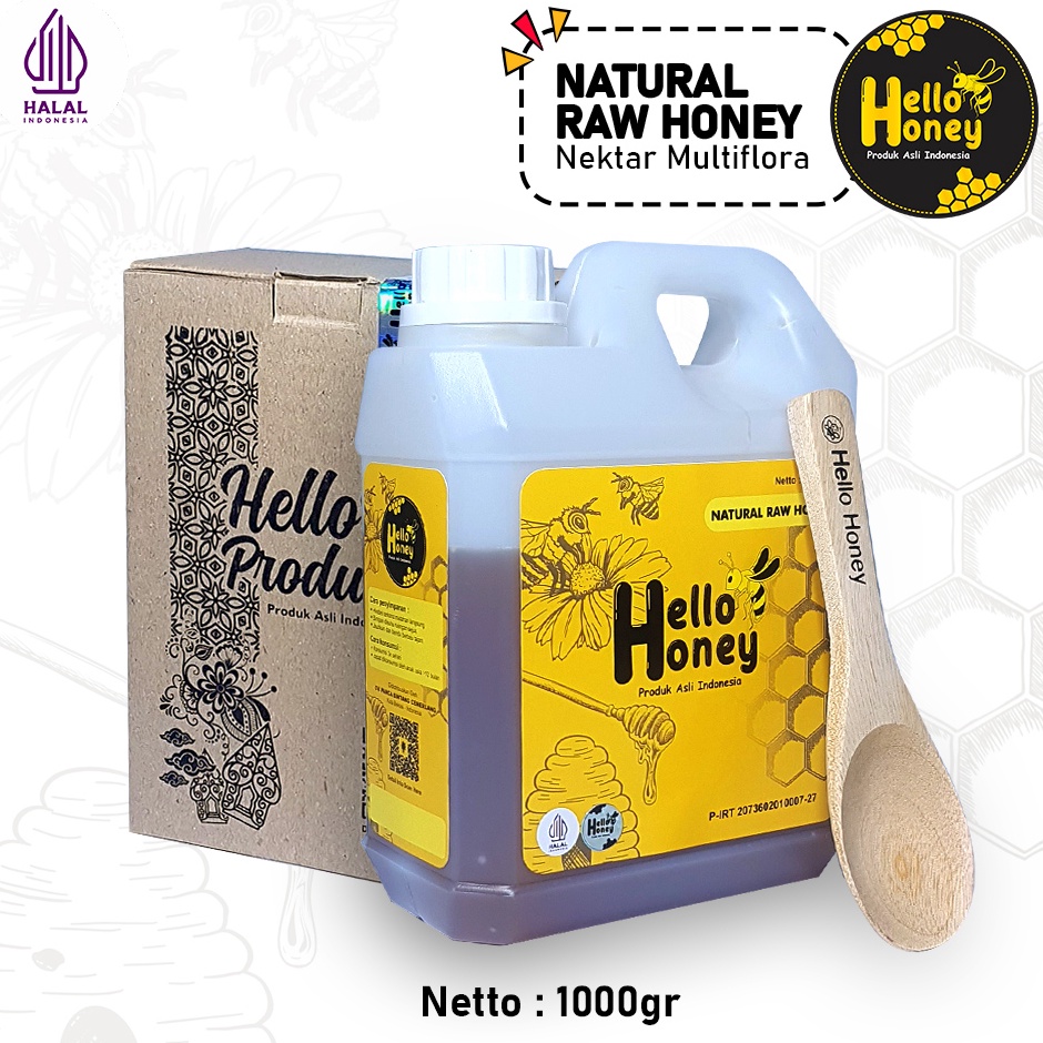 

★★★★ Hello honey - Madu Asli Murni 1 KG - Natural Raw Honey