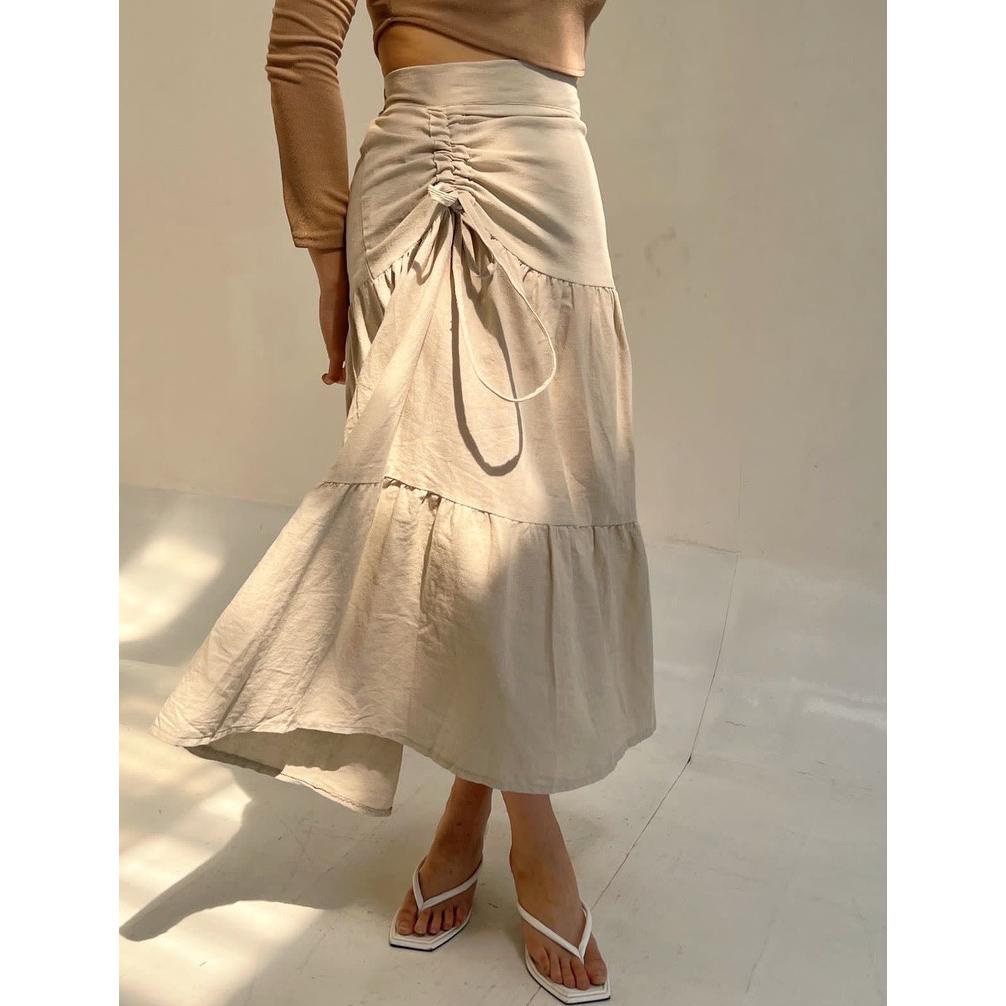 Cod Linen skirt Rok serut samping linen 