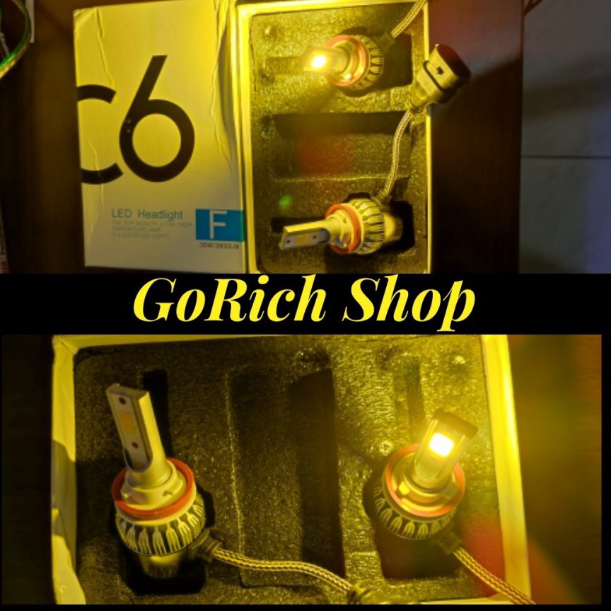 Terpercaya.. Led Foglamp Headlamp C6 H11, H8, H9 Yellow / Kuning
