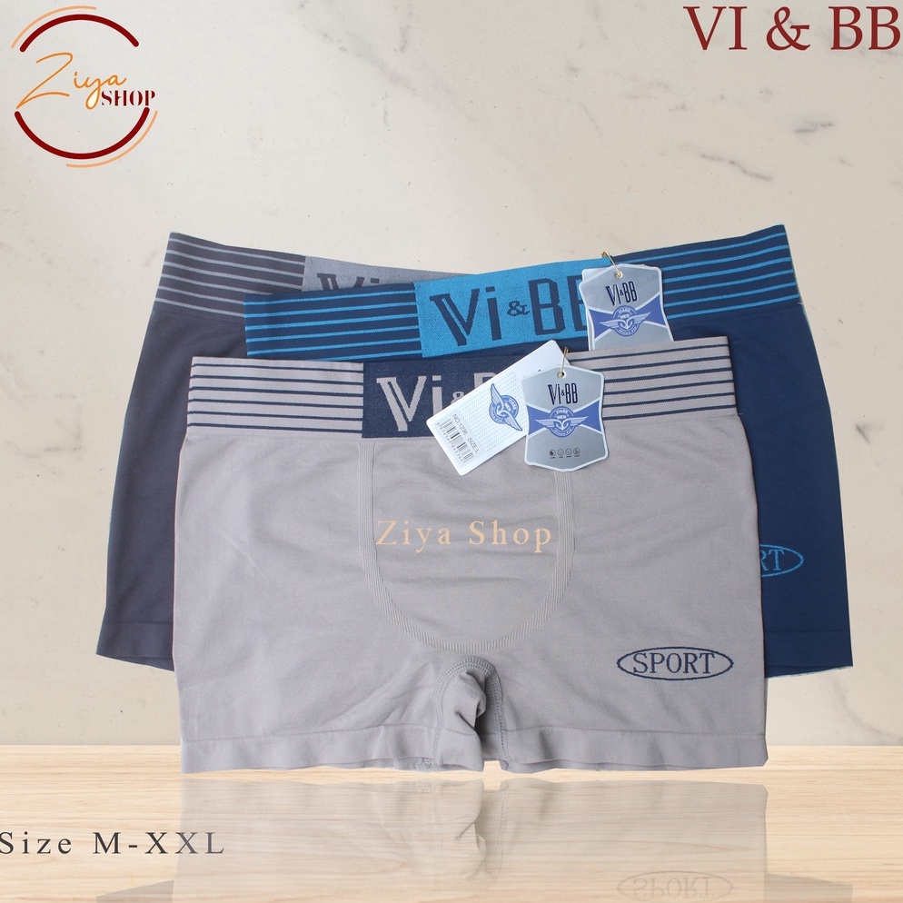 CHEKOUT. 6 Pcs Boxer Vi & BB Rajut Pria Dewasa | Celana Dalam CD Seamless Spandex Tanpa Jahitan VBB 
