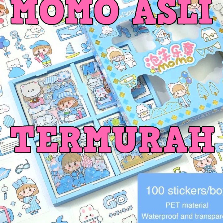 

♔ II 10831 Sticker Waterproof Sticker Momo Dapat Box Isi 100 Lembar 【F⚡ASH SALE✅】 ♫