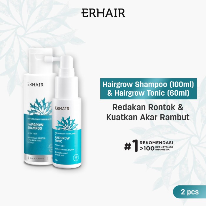 Bundle Erhair Hairgrow Shampoo 100Ml & Hair Loss Tonic- Shampo & Tonic
