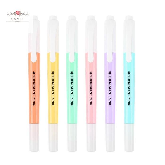 

6 WAR / SET HIGHLIGHTER PEN DUA SISI TEBAL TIPIS UNTUK PELAJAR /