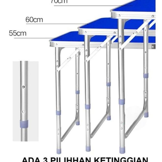 Meja Lipat Koper Hpl Alumunium / Meja Lipat Portable (Kaki Bulat)