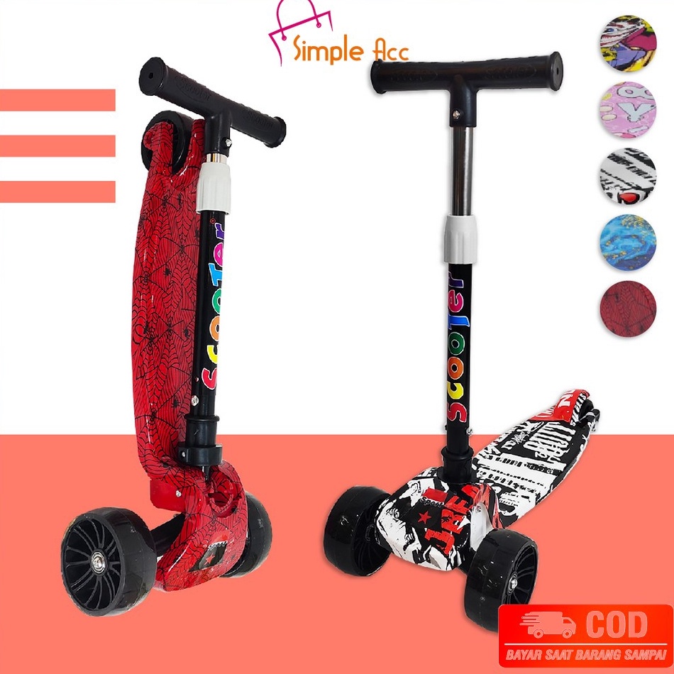 SALE. DO-M252 Mainan Skuter Anak Karakter Scooter Roda 3 Otoped Anak Bisa Dilipat Injak Mainan Outdo