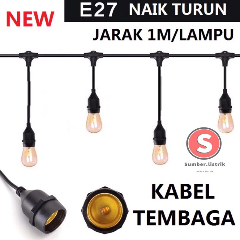 Laris.. Fitting Lampu Gantung Outdoor 10 Meter 20 Fiting / Waterproof / 10 Meter 10 Fitting LAMPU GA