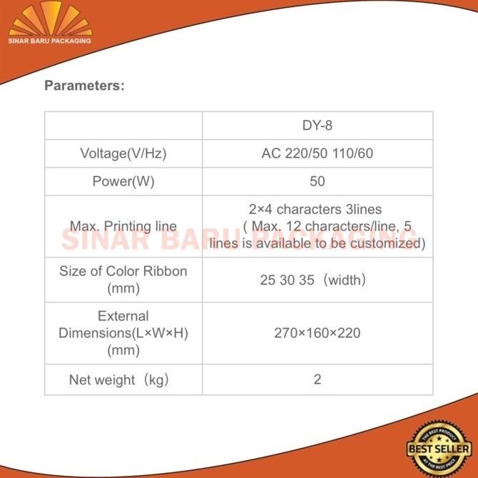 Sale Mesin Coding Manual Dy-8 / Expired Date Hualian