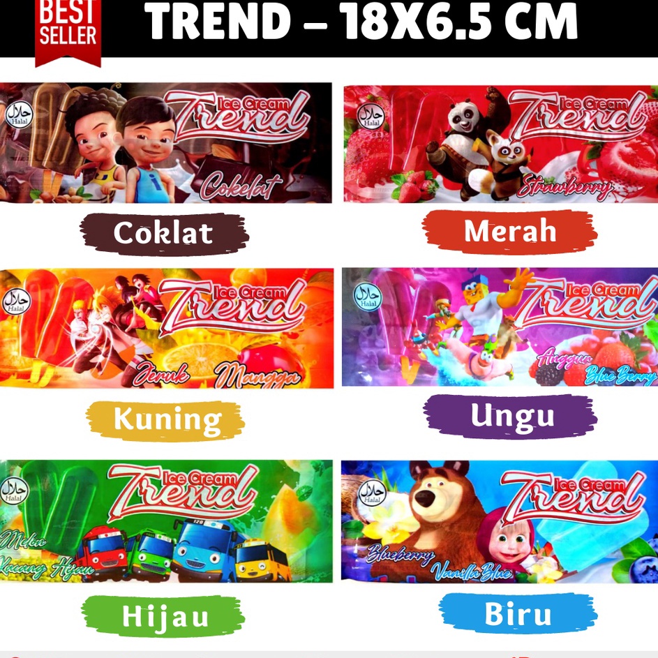 

GFSF1837 ORIGINAL% Kemasan Es Krim Stik Upin Ipin Ukuran 18X6.5cm Plastik Es Lolly Bungkus Es Lilin Rasa Coklat