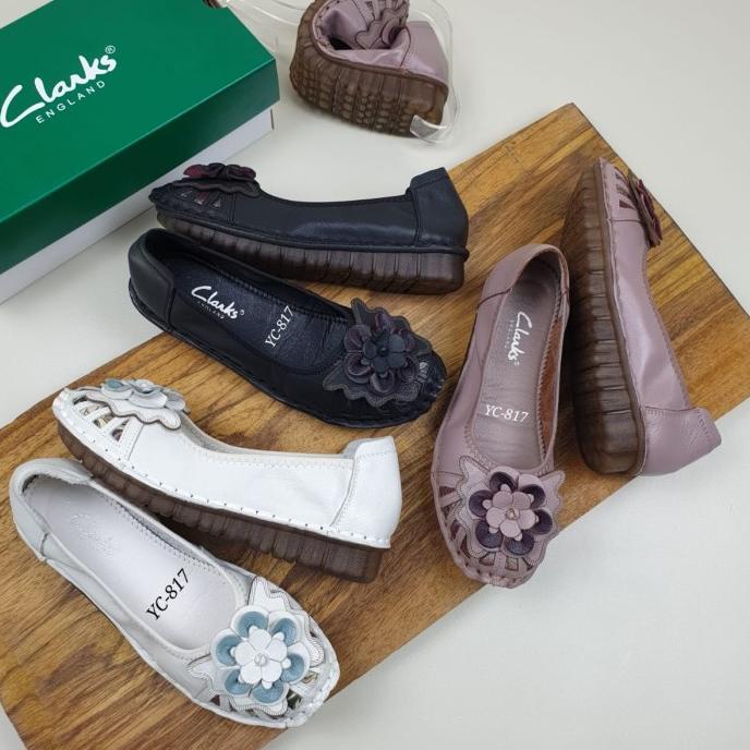 CLARKS FLAT/CLARKS BUNGA SEPATU WANITA KULIT ASLI
