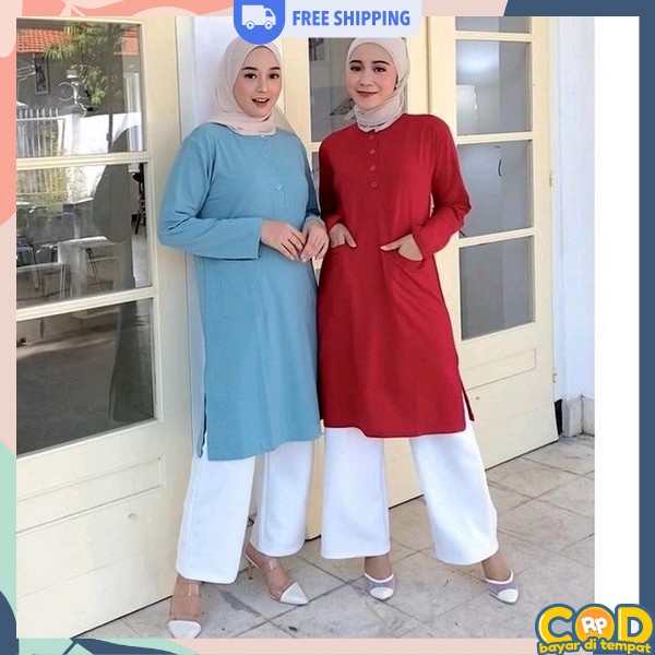 Long Drews Long Tunik Kemeja Oversize Midi Dress Busui Friendly Tunik Polos Tunik Bulet Tali Kemeja 