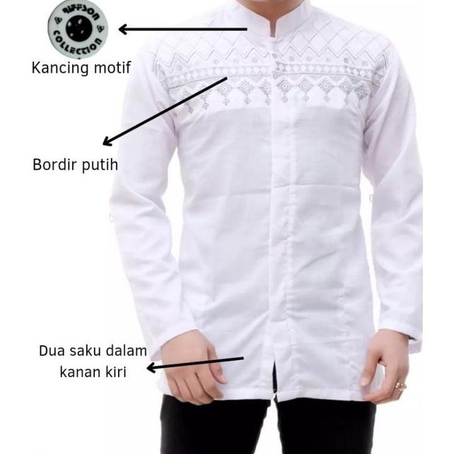 Terlaris Baju Koko Putih Remaja/Dewasa Lengan Panjang
