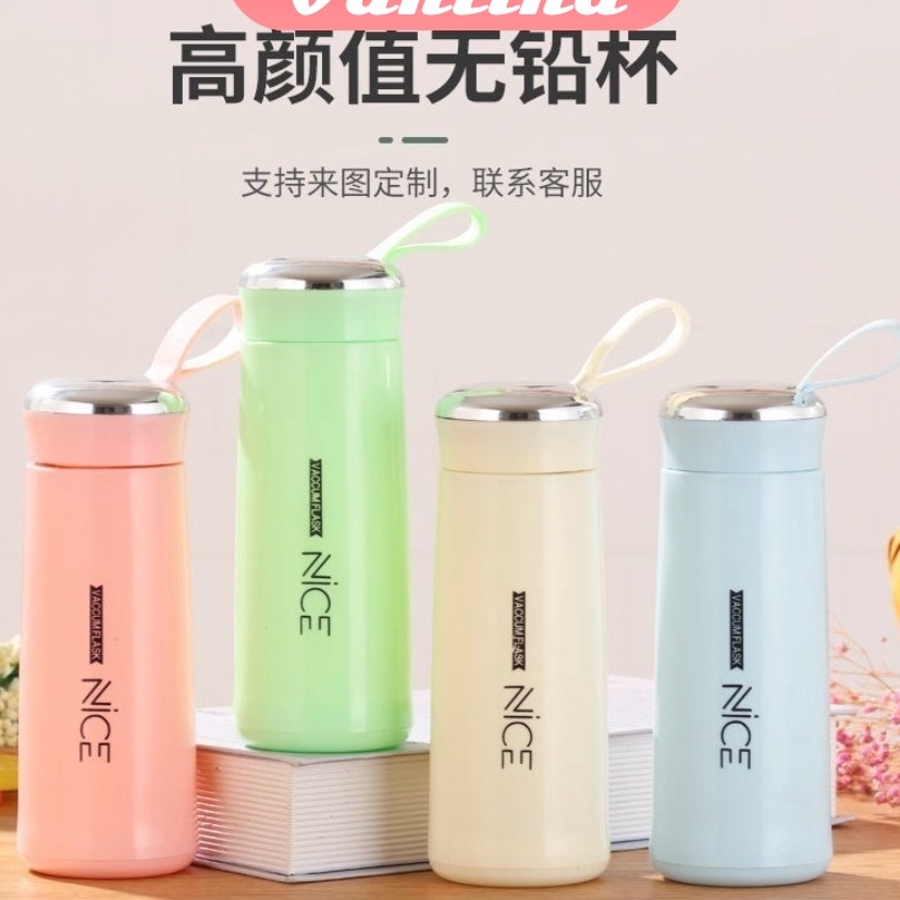 Stok Banyak Botol minum Nice Import 400ml Botol Minum Kaca Bening Termos Nice/ botol kaca gelas kaca