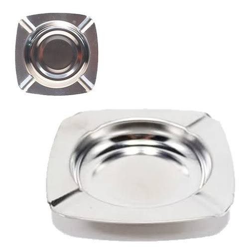 Asbak Stainless Steel Segi Kotak Awet Kuat Tebal Ashtray Asbak Abu Puntung Rokok Debu Tissue Permen 