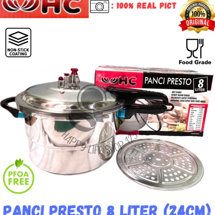 ￣ ar Presto 8 Liter HC / Panci Presto 8ltr+Steamer HC / Panci Presto 8 Liter Best Terlaris・