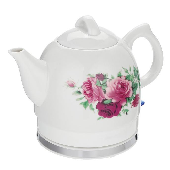 1.2L Electric Tea Water Kettle Ceramic Pot With Floral Roseqr-3862 Uyyeta