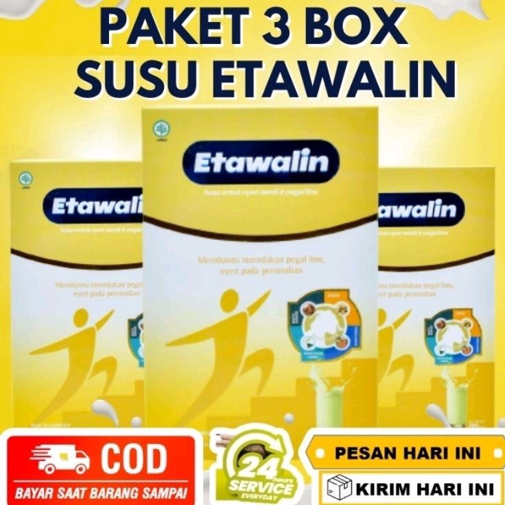 

ZLWR1825 Ready Stok PAKET 3 BOX SUSU ETAWALIN - Paket Sembuh Susu Sendi Atasi Radang Sendi Nyeri Tulang Cegah Osteoporosis Osteoartritis Pengeroposan Tulang Susu Kambing Etawa Kesehatan Susu Bubuk Murni Original Ettawa 100% Ori Susu Asam Urat Etawalin Pl