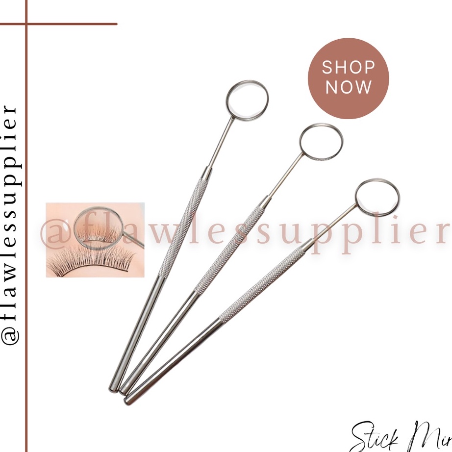 Model Terkini Stick Mirror / Cermin Pembersih Bulu Mata Bahan Stainless Steel / Kaca Cermin Alat Kor