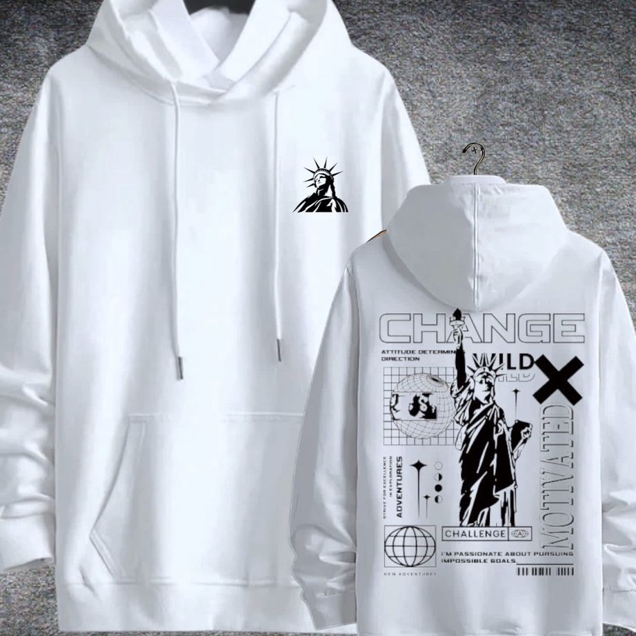 Bayar Di Tempat Cod Jaket Sweater Hoodie Distro Pria Sweeter Hudy NY Laki Laki Sweter Hudie Putih Co