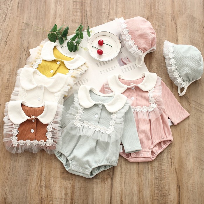(Free Topi) 0-12Bln Jumper Ruffle Basic Bayi Jumpsuit Romper Yqer Yc