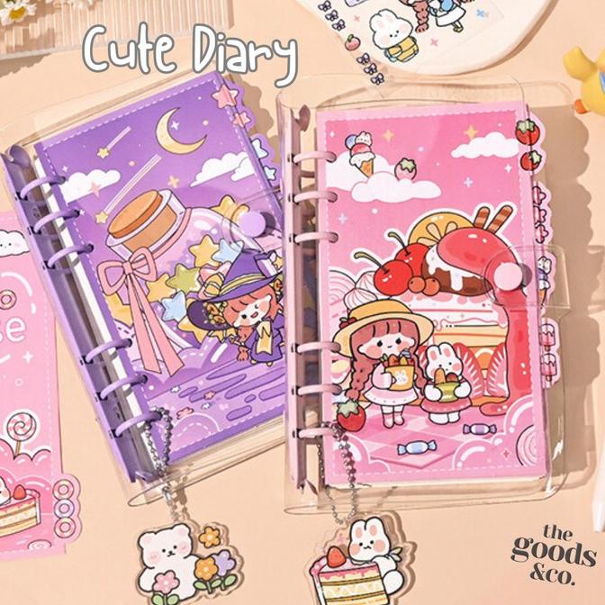 

hanya disini] Cute Diary Journal Korea Style Binder Diary Set Lengkap Kertas A6 Buku