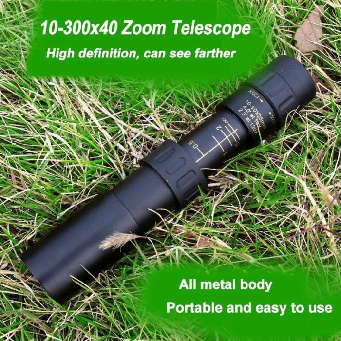 Terlaris Teropong Keker Jarak Jauh Berburu Monocular Zoom Telescope 10-300X40