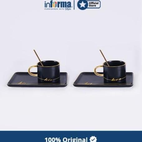 Informa - Appetite 220 Ml Set 2 Pcs Cangkir & Piring - Hitam Sweetgamestore