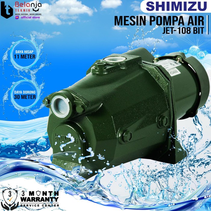 Shimizu Pompa Air Semi Jet Pump PS 108 BIT 11 Meter Non Tabung keren