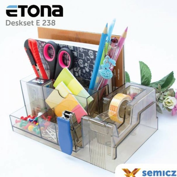 

Best Produk TERMURAH!Etona Desk-set E 238 , ada Tape Dispenser. DESKSET/ORGANIZER MEJA