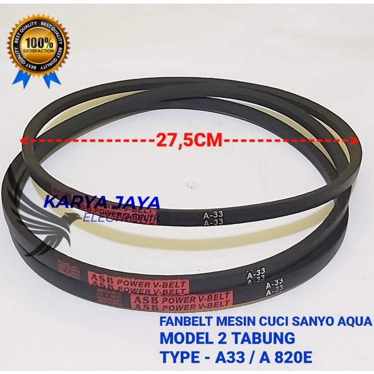 Terbatas fanbelt vanbelt mesin cuci sanyo AQua 2 Tabung  A-33 / A-820 E / V belt A33/A820E ➸➚✣