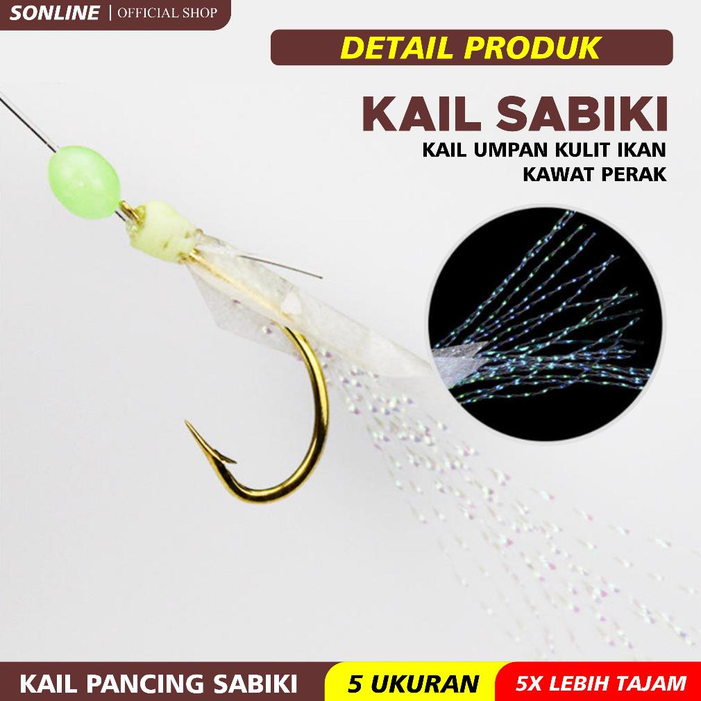 Terbaik Sonline Kail Pancing Sabiki Kotrekan Kail Umpan Kulit Ikan Kawat Perak 6 Mata Kail Umpan Pan