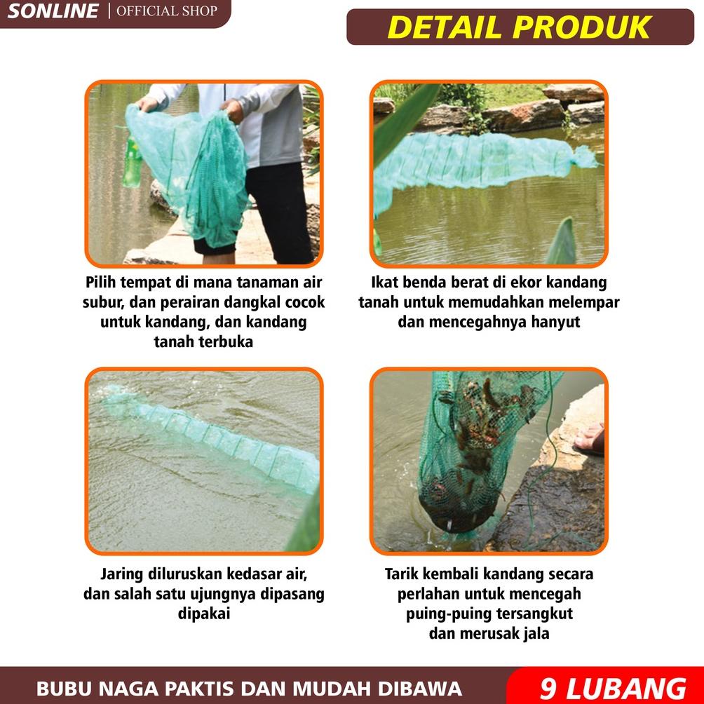 Grosir Sonline Bubu Naga Hijau 3.0 Meter / 3.0M Bubu Naga Perangkap Ikan Udang Kepiting Lobster 16 R