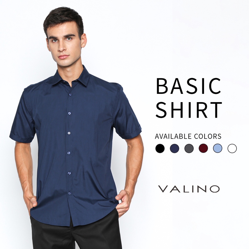 VALINO Kemeja Slim Fit Lengan Pendek Pria