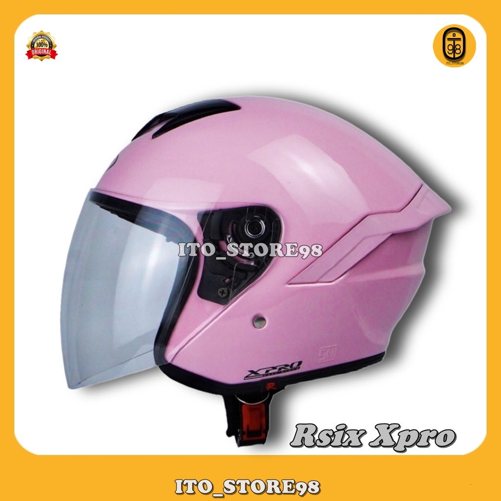 Helm Sepeda Motor Half Face Rsix Xpro Original Helem Pria Wanita Dewasa & Perempuan Hijab Standar SN