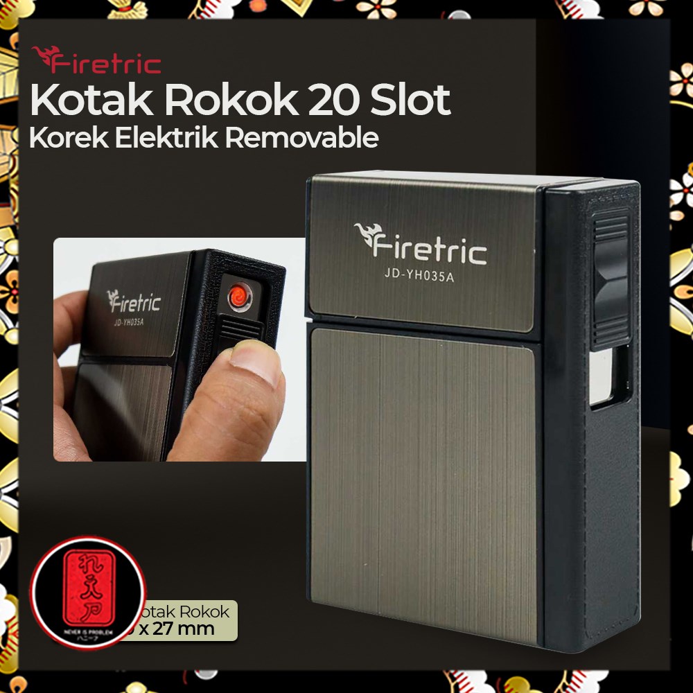 Kotak Rokok 20 Slot dengan Korek Elektrik Removable ( pemetik samping ) /kotak rokok keren