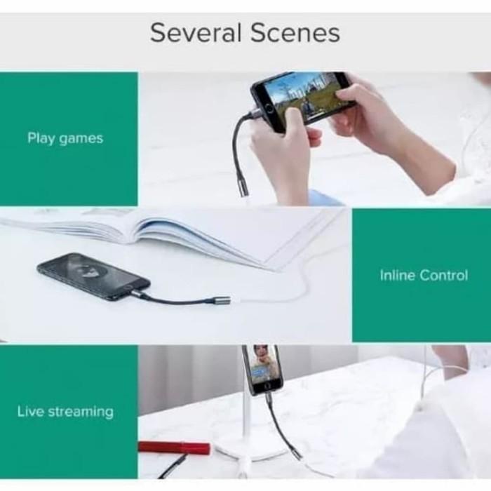 Ugreen Lightning to Jack 3.5mm Mfi IPhone Headset Adapter Mic Audio