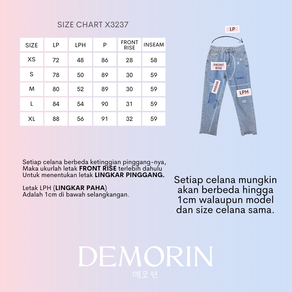 DEMORIN - Celana Jeans Wanita Highwaist Skinny Ripped Jeans Non Stretch Unfinished - X3237