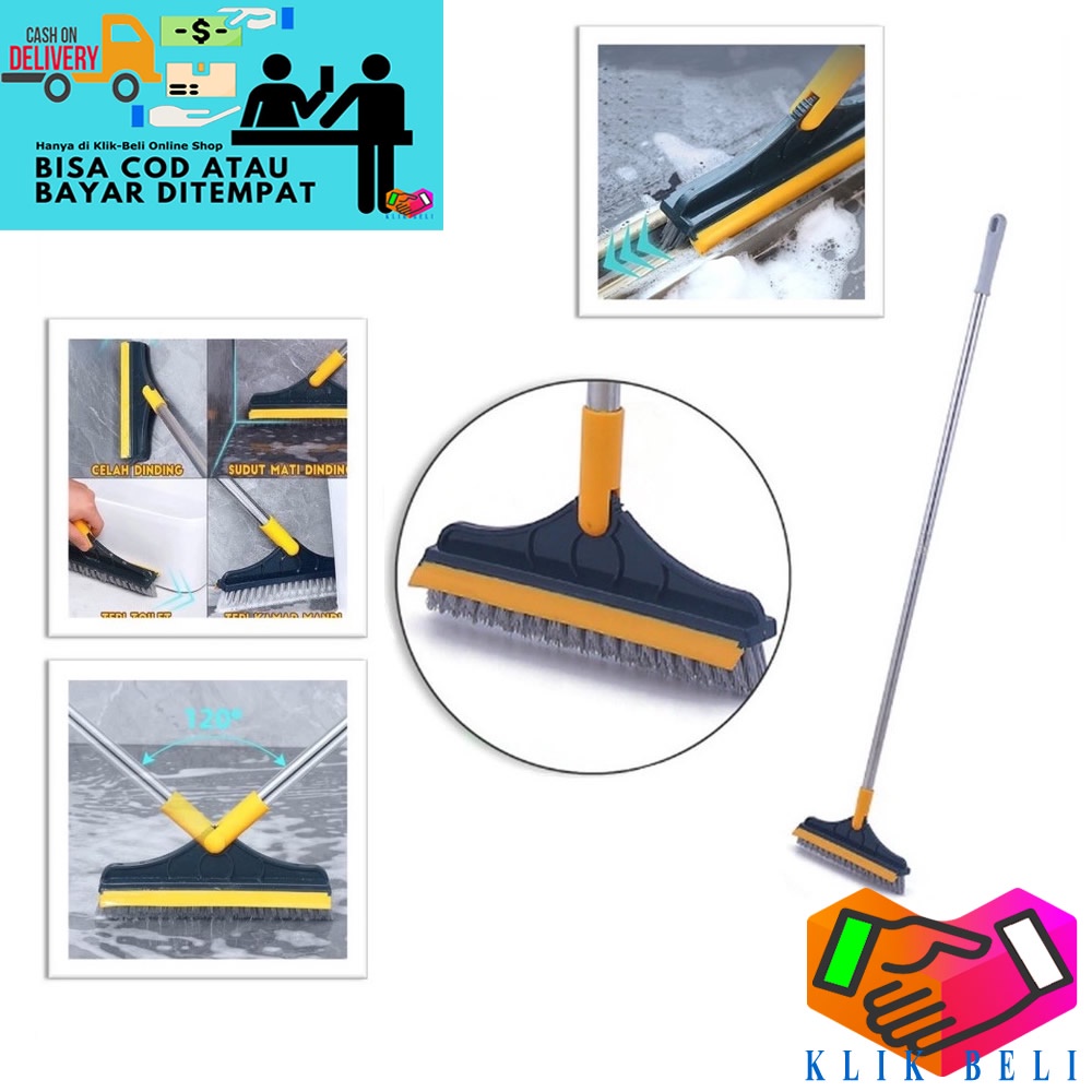 Sikat Lantai Gagang Panjang Toilet 2In1 Alat Sikat Dorong WC Wiper Kamar Mandi Multifungsi
